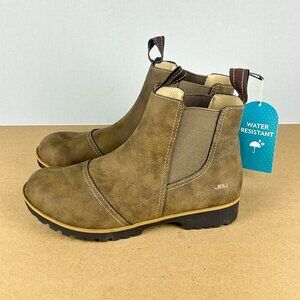 JBU by Jambu Eagle Water Resistant Faux Leather Ankle Boots Womens 8 Brown Tan